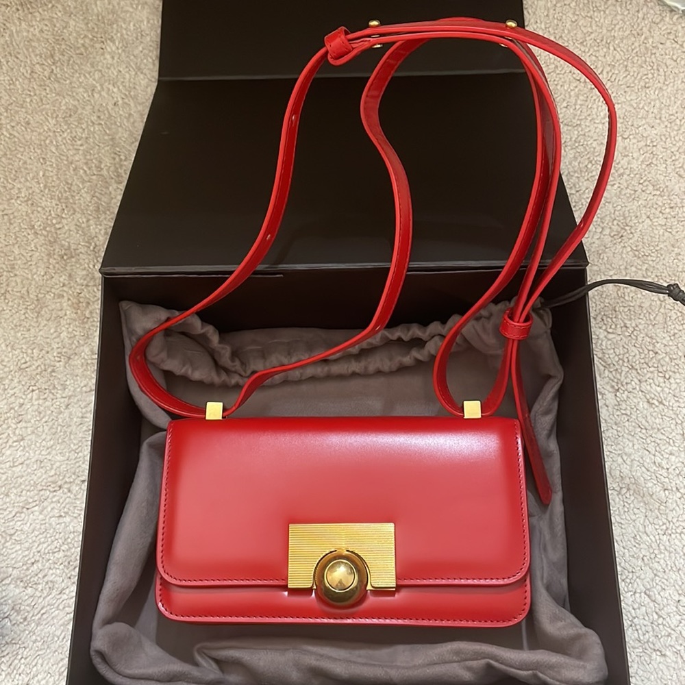 Bottega Veneta Red Mini Shoulder Bag with Gold Hardware